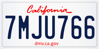 CA license plate 7MJU766