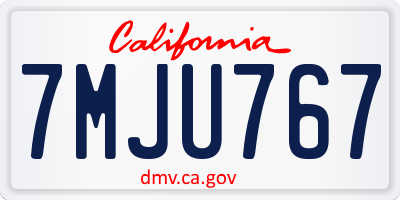 CA license plate 7MJU767
