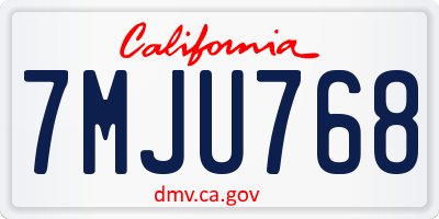CA license plate 7MJU768