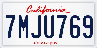 CA license plate 7MJU769