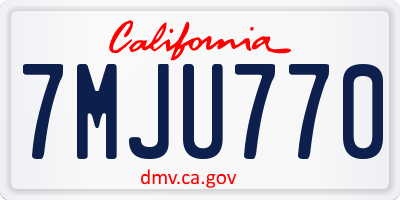 CA license plate 7MJU770