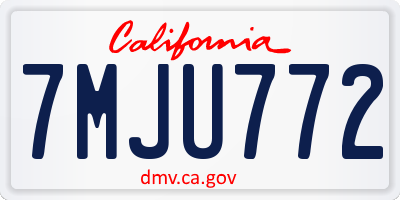 CA license plate 7MJU772