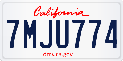 CA license plate 7MJU774