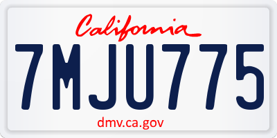 CA license plate 7MJU775