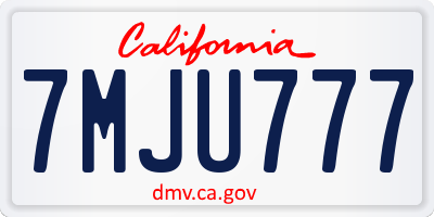 CA license plate 7MJU777