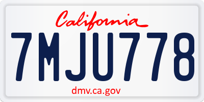 CA license plate 7MJU778