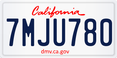 CA license plate 7MJU780