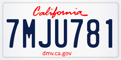 CA license plate 7MJU781