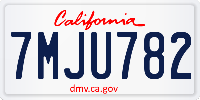CA license plate 7MJU782