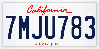 CA license plate 7MJU783
