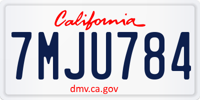 CA license plate 7MJU784