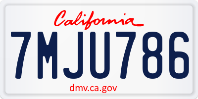 CA license plate 7MJU786