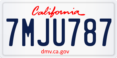 CA license plate 7MJU787