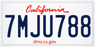 CA license plate 7MJU788
