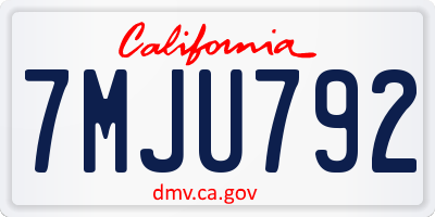 CA license plate 7MJU792