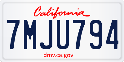CA license plate 7MJU794