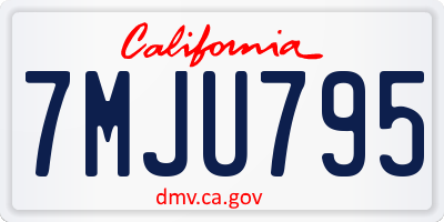 CA license plate 7MJU795
