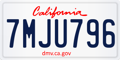 CA license plate 7MJU796