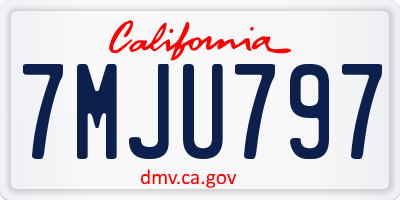 CA license plate 7MJU797