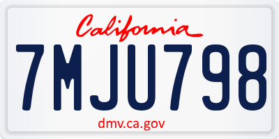 CA license plate 7MJU798