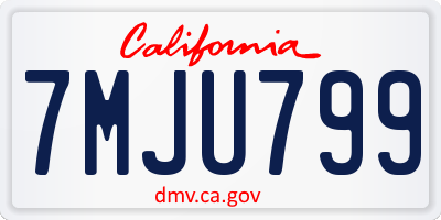 CA license plate 7MJU799