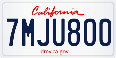 CA license plate 7MJU800