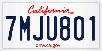 CA license plate 7MJU801