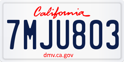 CA license plate 7MJU803