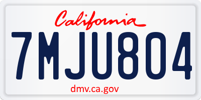 CA license plate 7MJU804