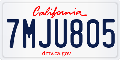 CA license plate 7MJU805