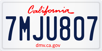 CA license plate 7MJU807