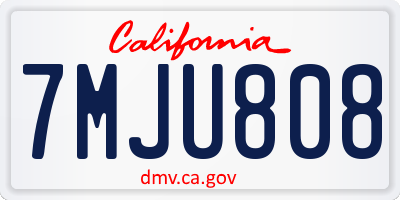 CA license plate 7MJU808