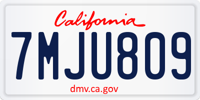 CA license plate 7MJU809