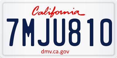 CA license plate 7MJU810