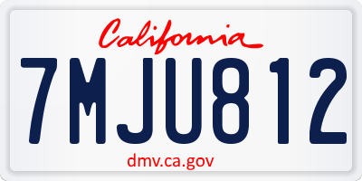 CA license plate 7MJU812