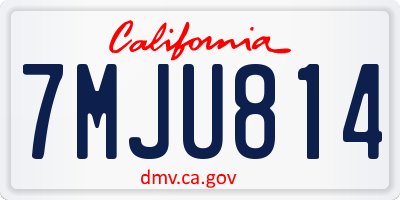 CA license plate 7MJU814