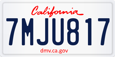 CA license plate 7MJU817