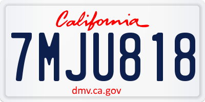 CA license plate 7MJU818