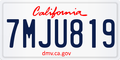 CA license plate 7MJU819