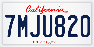 CA license plate 7MJU820