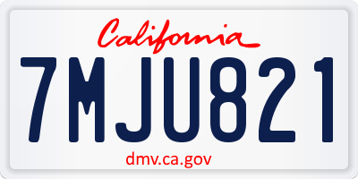 CA license plate 7MJU821
