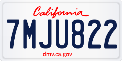 CA license plate 7MJU822