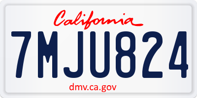 CA license plate 7MJU824
