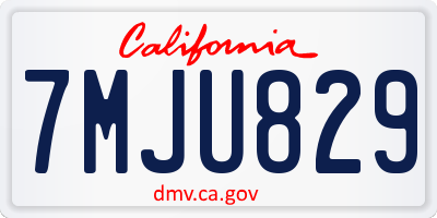 CA license plate 7MJU829