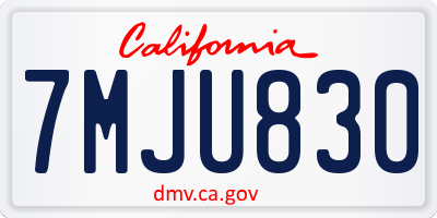 CA license plate 7MJU830