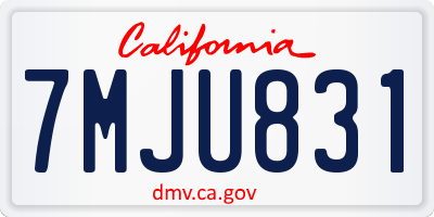 CA license plate 7MJU831