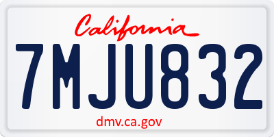 CA license plate 7MJU832