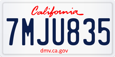 CA license plate 7MJU835