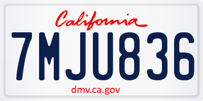 CA license plate 7MJU836