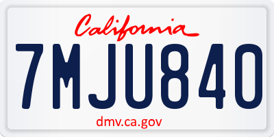 CA license plate 7MJU840